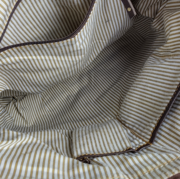 Vaan & Co Women Milano Upcycled Leather And Suede Herringbone Tote Shoulder Bag - Picture 14 of 15